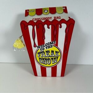 Freakshow Popcorn Killer Clown Scary Crossbody Bag Purse New Spirit Halloween